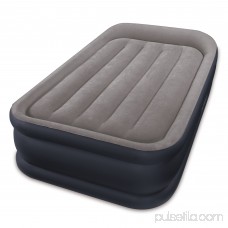 Intex Twin Sized Deluxe Pillow Rest Airbed with Fiber-Tech BIP, Gray | 64131E